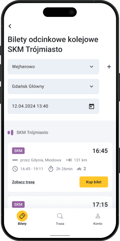 Lista połączeń SKM po redesignie