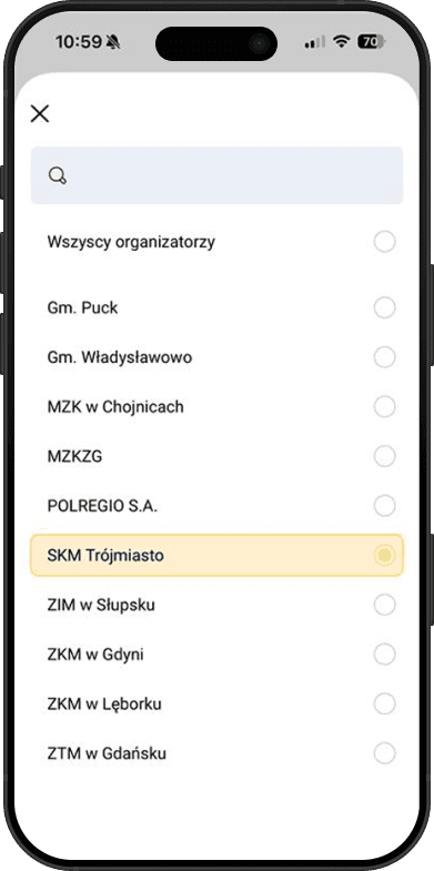 Selektor organizatora przed redesignem