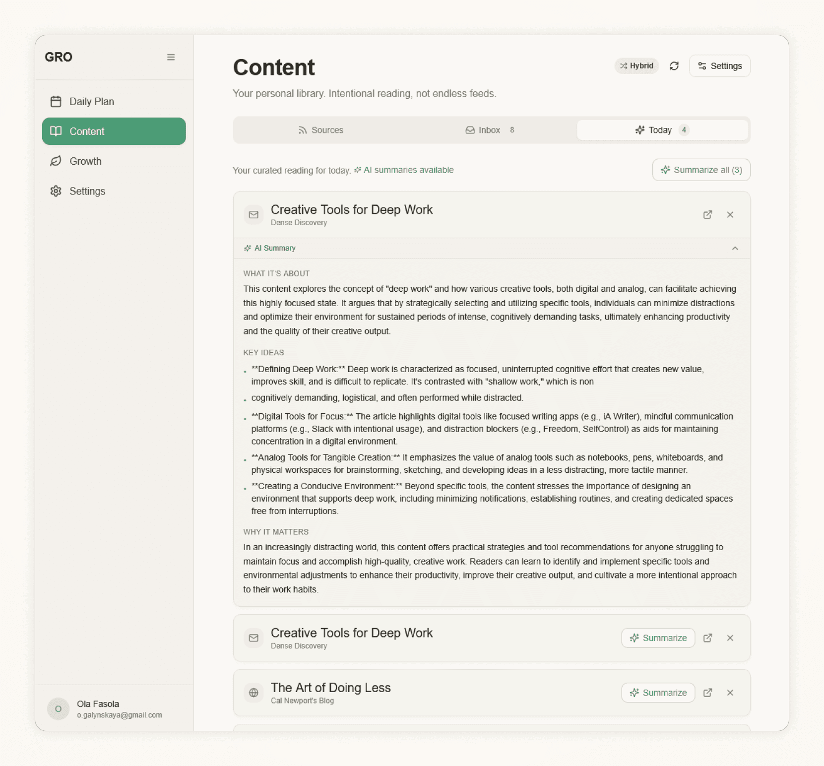 GRO – Content